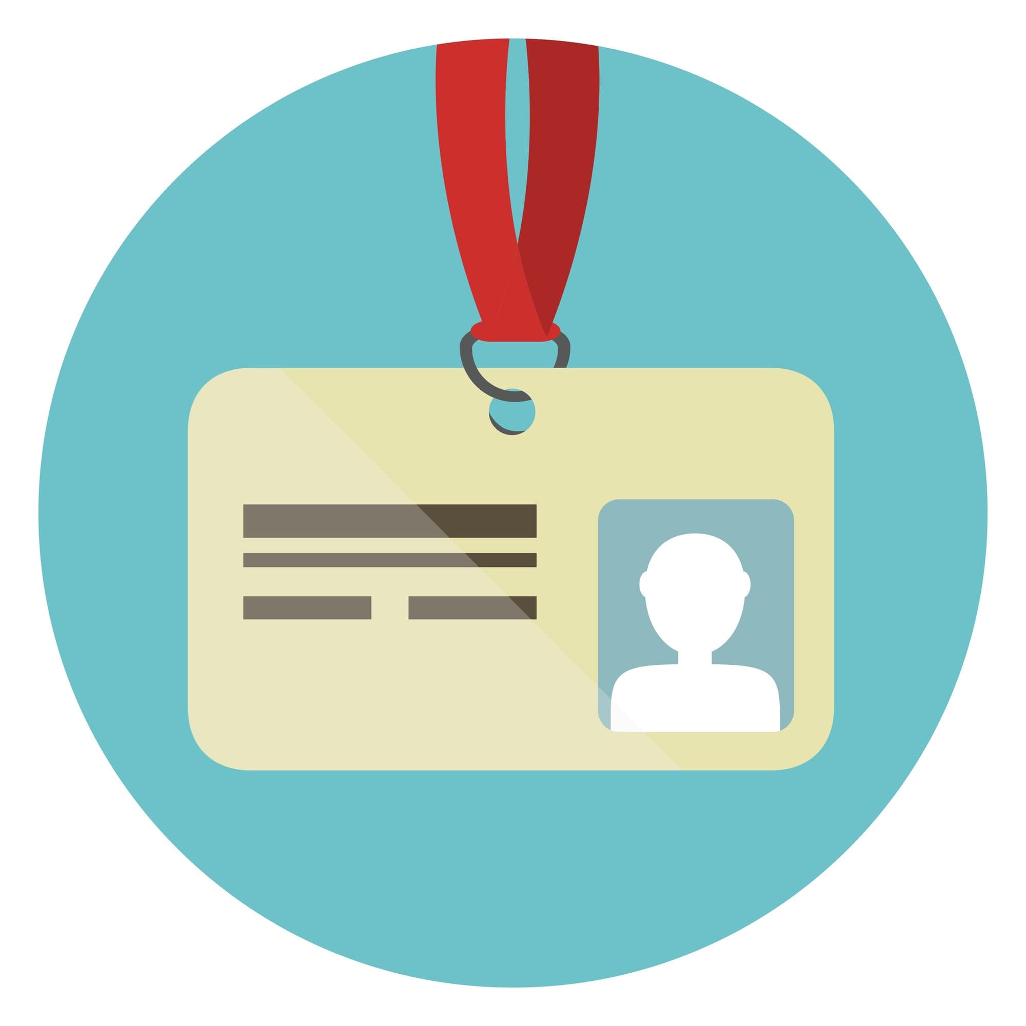 ID badge on a lanyard