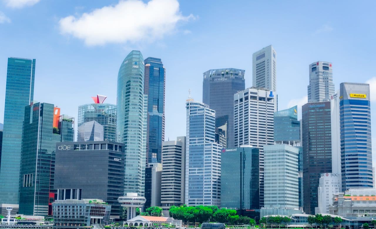 Singapore skyline. Filipino nurses and healthcare staff recruited from the Philippines for Singapore hospitals and care providers.
