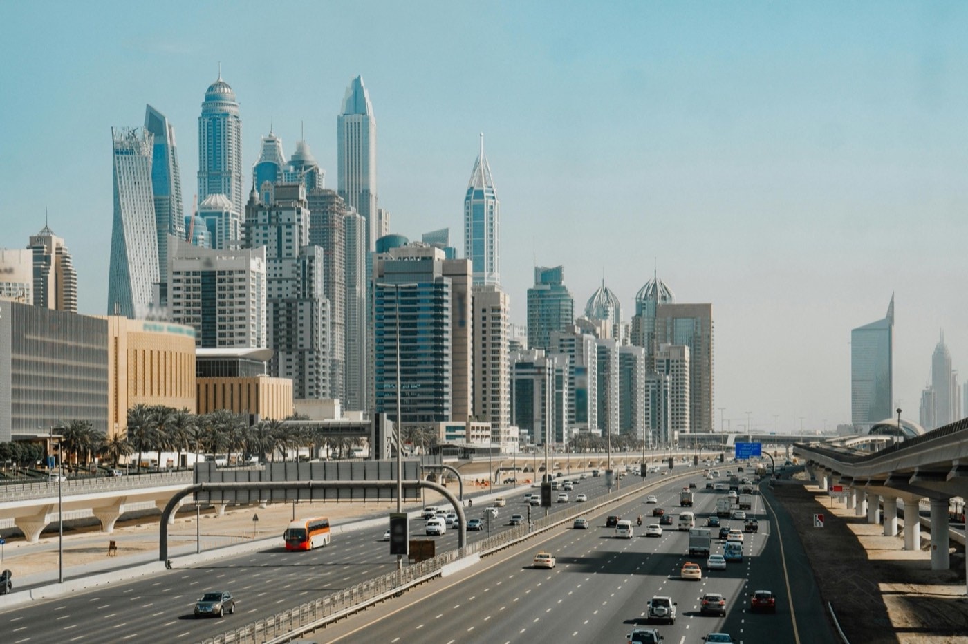 Dubai skyline. Filipino nurses and healthcare staff recruited from the Philippines for Dubai hospitals and clinics.