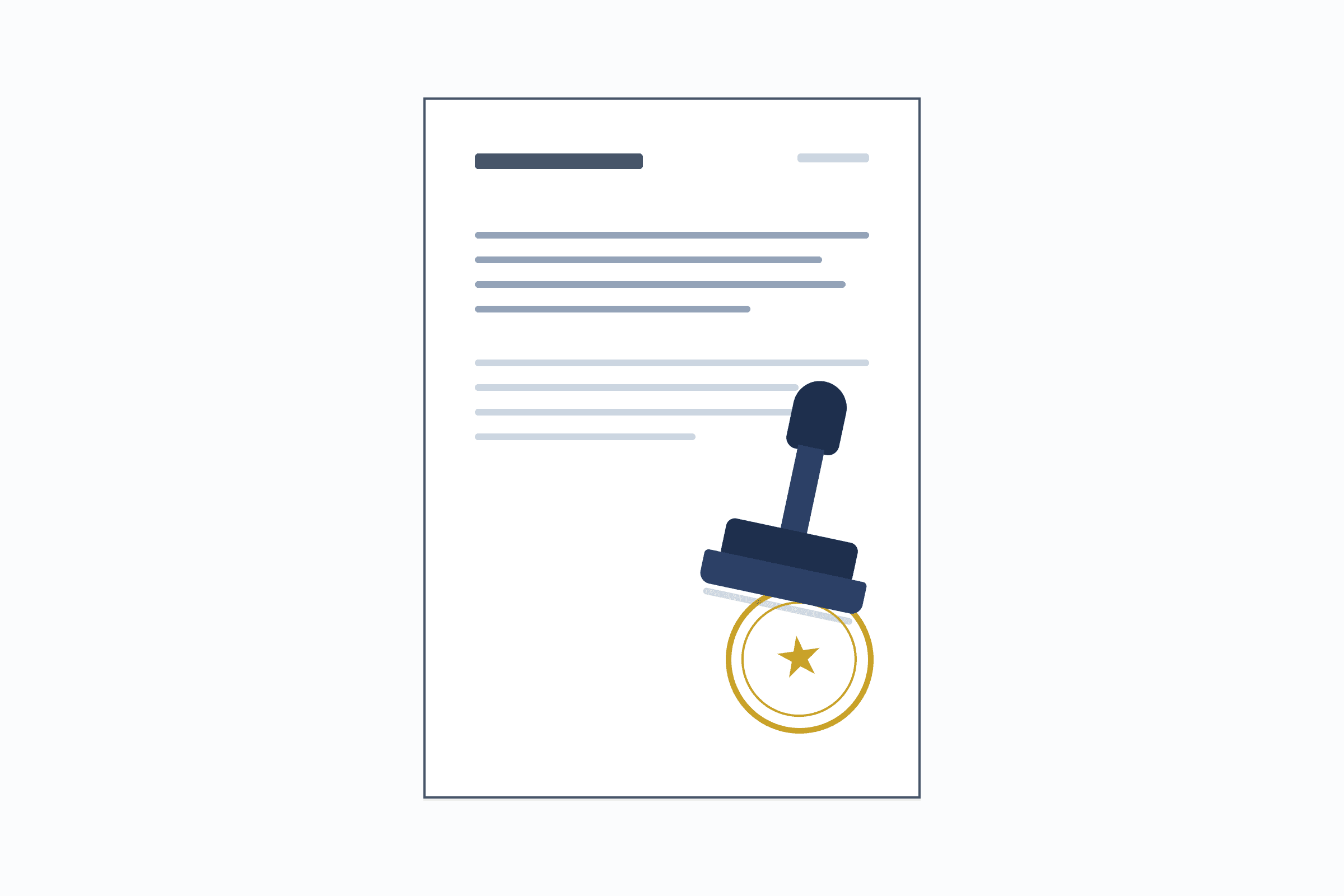 Illustration of an exit clearance document being stamped