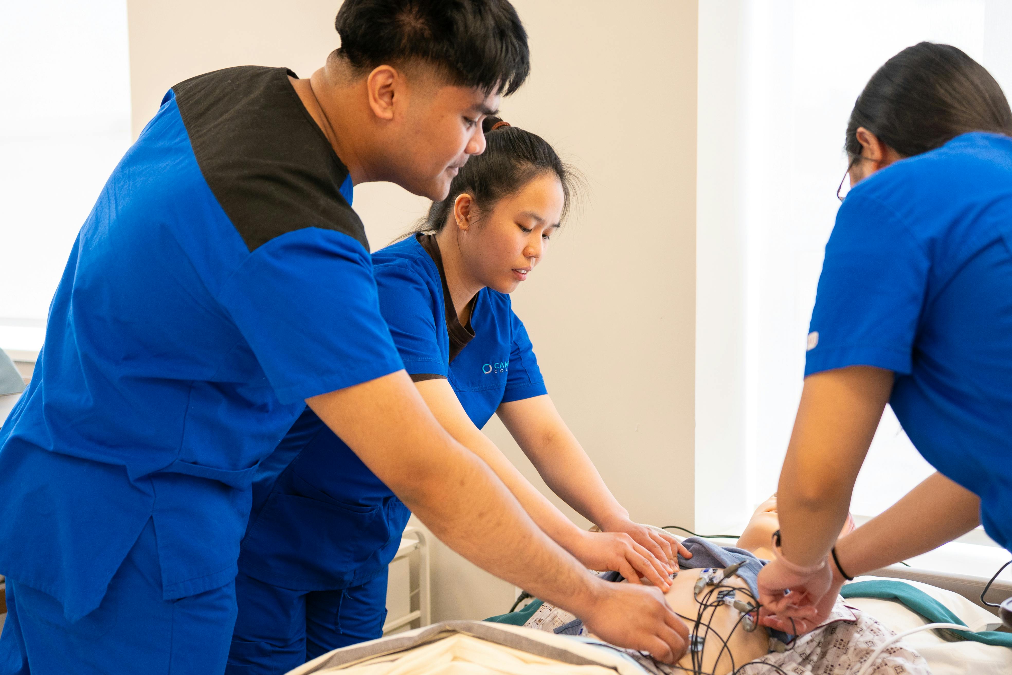 Filipino nurses completing clinical training in the Philippines before Gulf deployment